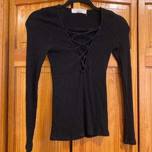Black lace up front long sleeve from UO